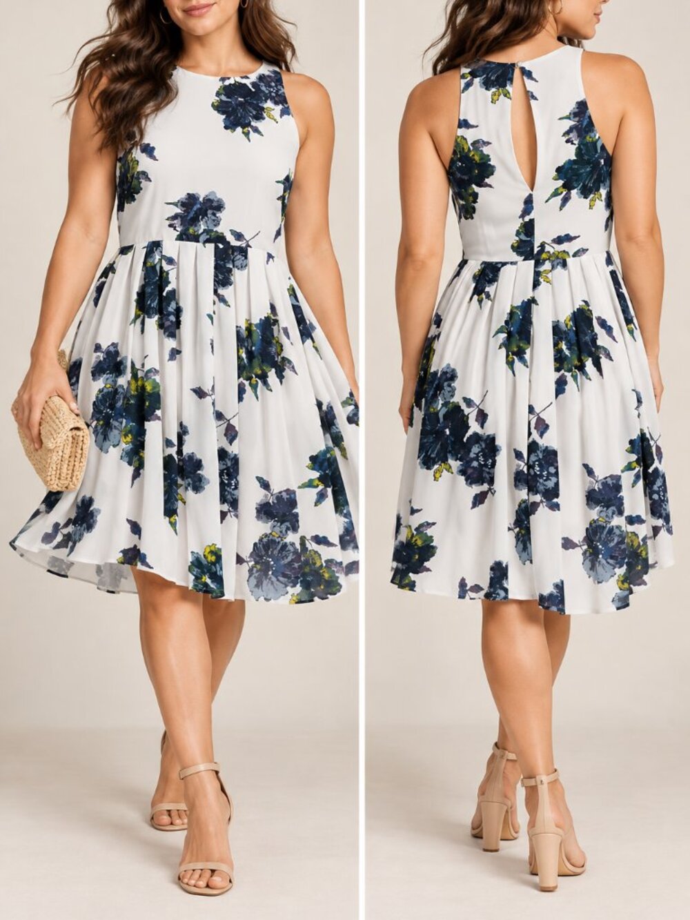 Free People Flutter By Floral Pleated Fit & Flare Dress Size 10